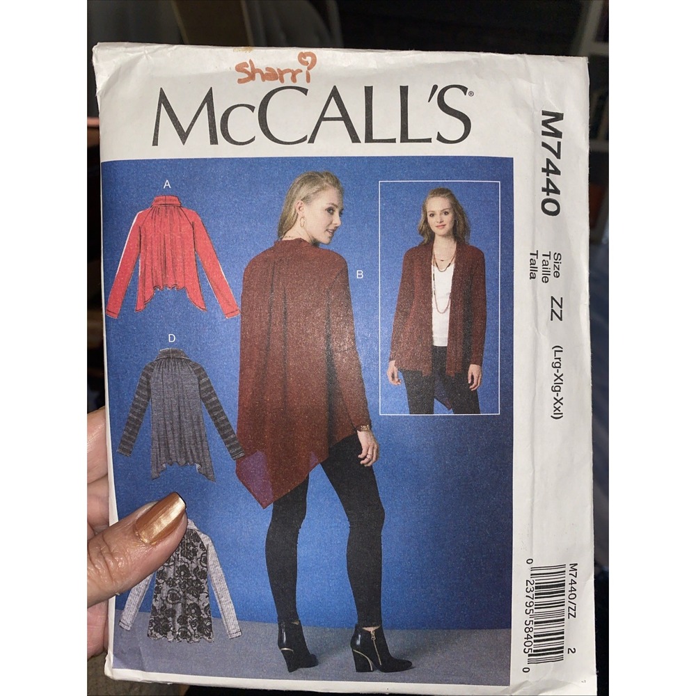 McCalls Sewing Pattern M7440 Misses Jackets Cardigans Cut to Size XL